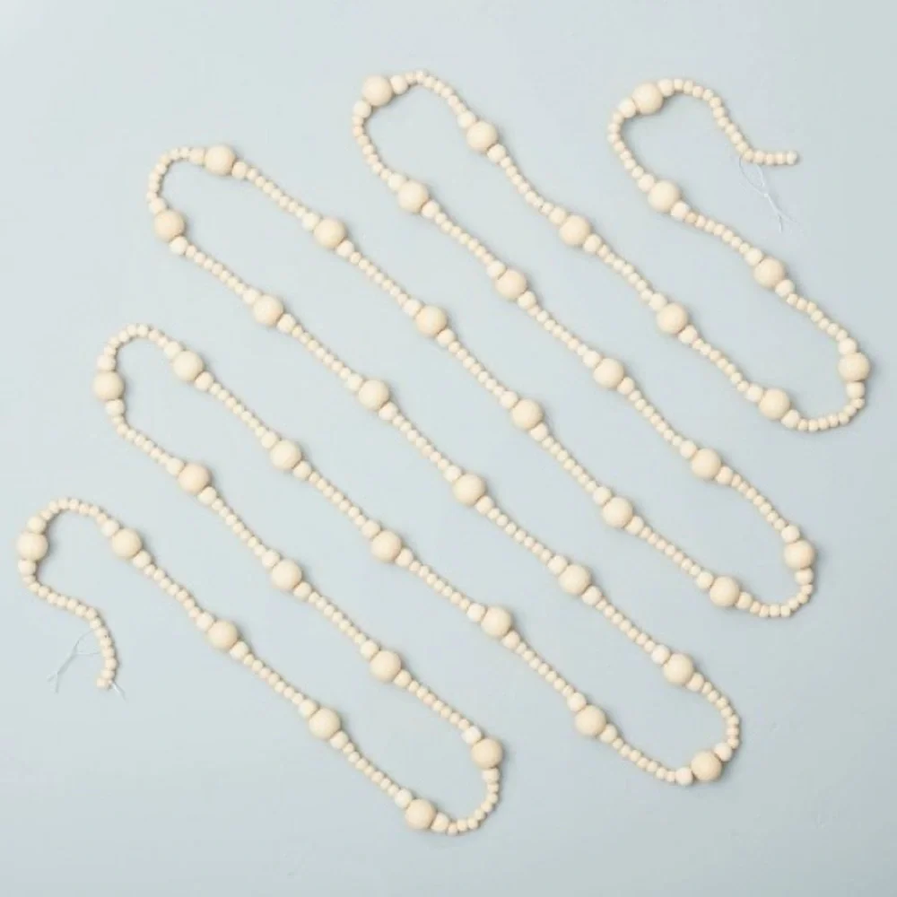 Hearth & Hand with Magnolia 12' Natural Wood Bead Garland Christmas